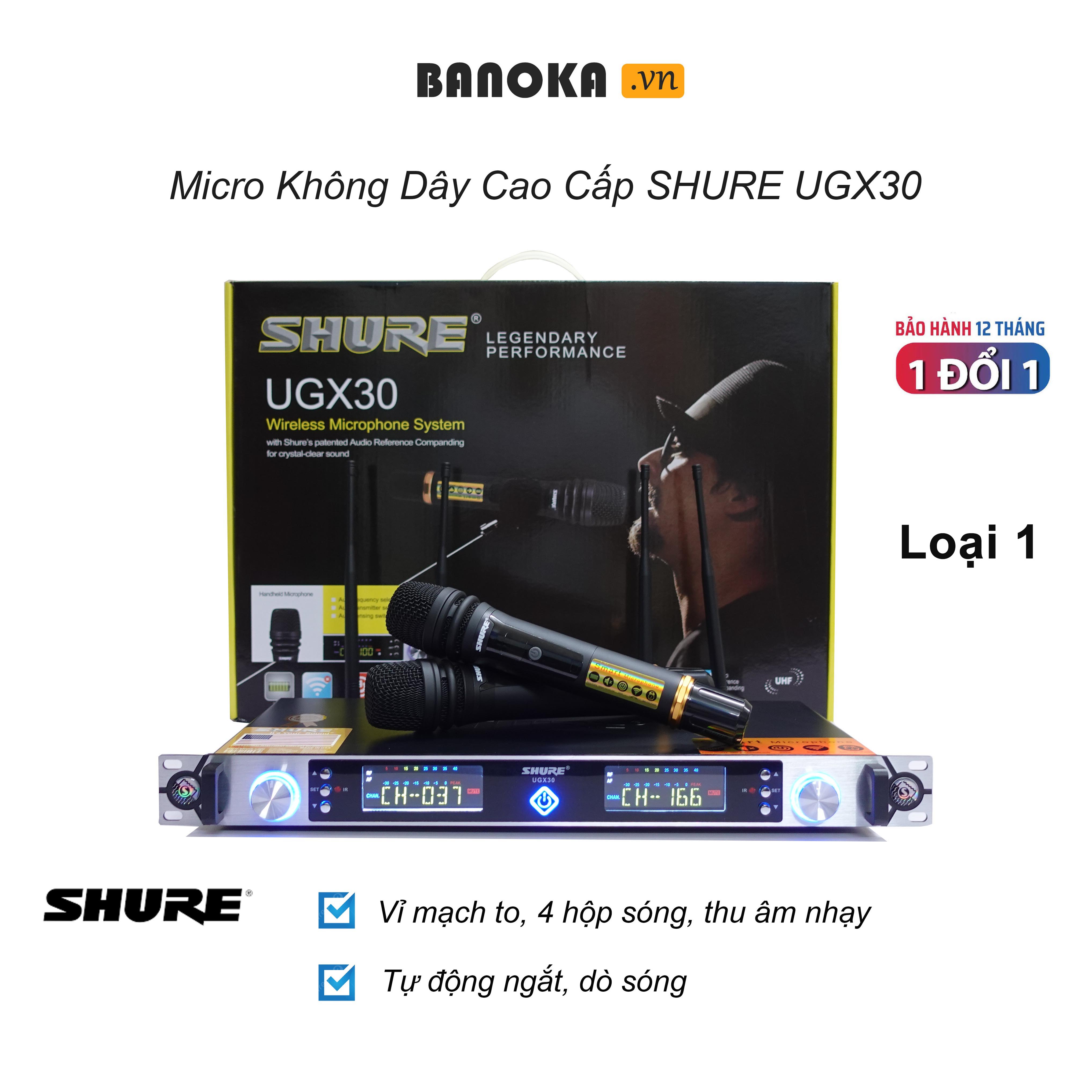 Micro Không Dây Cao Cấp SHURE UGX30 hát SIÊU NHẸ có Tự ngắt, dò song sạch, Micro tự ngắt